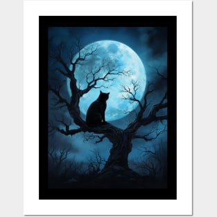 Black Cat and The Full Moon Posters and Art